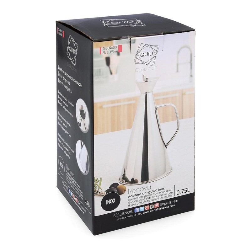 Quid 7694003 Oil Drip INOX 75 cl Renova, Color Transparent,