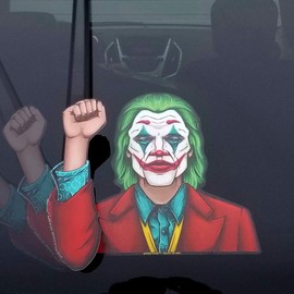 Dancing Joker Clown WiperTags with Decal attaches to Rear Vehicle Wiper