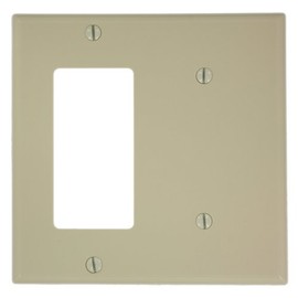 Leviton 2-Gang 1-Blank 1-Decora/GFCI Device Combination Wallplate, Standard Size, 80708-I, Ivory