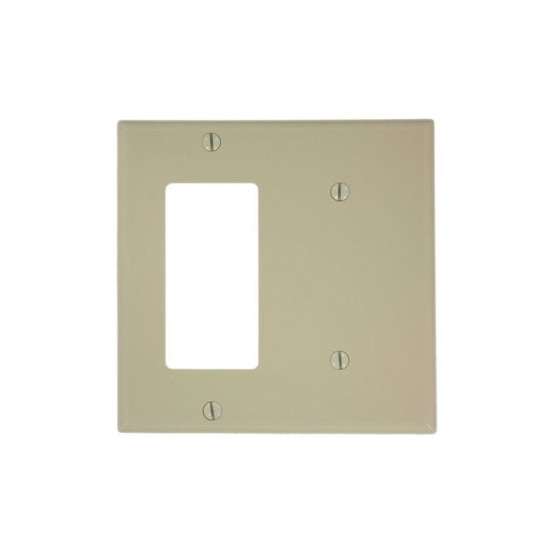 Leviton 2-Gang 1-Blank 1-Decora/GFCI Device Combination Wallplate, Standard Size, 80708-I,