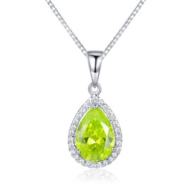 JIANGXIN Women's Necklace, Hypoallergenic, Water Droplets Style, Birthstone Amethyst/Garnet/Sapphire/Emerald Silver, 925 Sterling Silver, 15.7 + 2.0 inches (40 + 5 cm), Chain, Women's, Birthday, Gift,