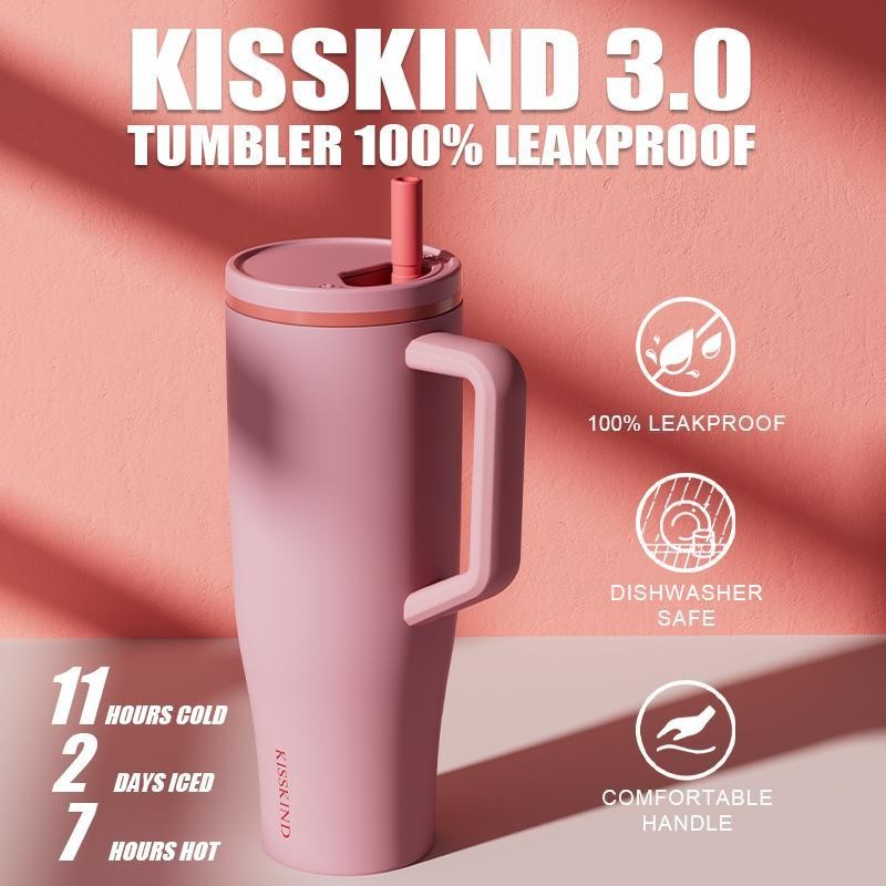 KISSKIND 40oz Leakproof Tumbler 1PC - Stainless steel insulated travel