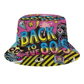 Back to The 80s Retro Bucket Hat for Women Men Packable Fisherman Hat Sun Cap Travel Outdoor Beach Caps