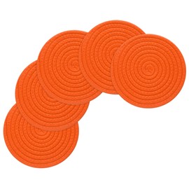 uxcell 8 Inches Trivets for Hot Dishes, Heat Resistant Orange Trivets for Hot Pots and Pans, 5 Pcs Cotton Hot Pads Coasters Mat for Countertops, Cooking