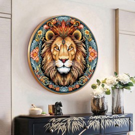 Cukol Lion Cross Stitch Set, Pre-Printed, Animals Embroidery Templates, Embroidery Pictures, Pre-Printed Cross Stitch Embroidery Kit, Embroidery Kit, Embroidery Set, Adult Beginners, 36 x 36 cm