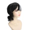 Black White Wig with Bangs Adjustable Breathable Net Synthetic Short