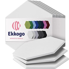 Ekkogo Acoustic Panels 12-Pack Soundproof Wall Panels 12''X10''X0.4'' Sound Panels High Density Sound Dampening Panels - [White Hexagon]