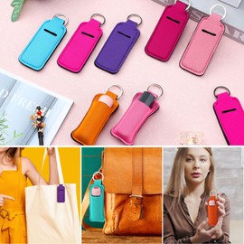 Yisong Lipstick Holder Keychain Neoprene Lip Balm Keychain Holder Portable Lip Gloss Pocket Gift for Women DIY Key Ring(60 Pack)