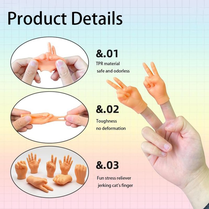 CIXVOEMK Tiny Hands,Cat Interactive Small Fingers,High Elasticity Hands for Cats,Mini