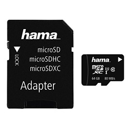 Hama microSDXC 64GB Class 10 UHS-I 80MB/s Karte inkl. SD Adapter