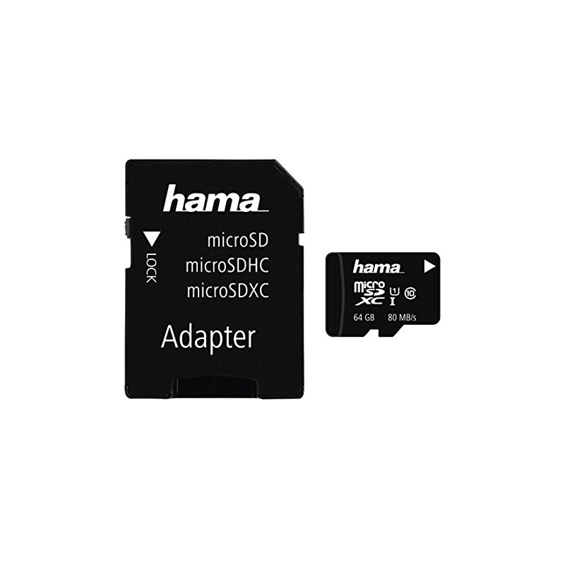 Hama microSDXC 64GB Class 10 UHS-I 80MB/s Karte inkl. SD