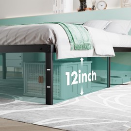 Sweetcrispy Full Bed Frame - 14 Inch Metal Platform Bed Frames for with Storage Space Under Base, Sturdy Steel Slat Support, No Box Spring Needed