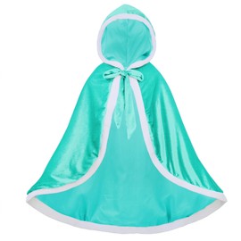 Century Star Girl Fur Princess Cape with Hood Girls Cloak for Little Girls Christmas Green 7-9 Years