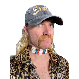 Rubber Johnnies EXOTIC BASEBALL CAP with blond hair attached, Tiger Man, Big Cat, Dress Up, Blond, Handle Bar Moustache, Park, TV, Movie Star