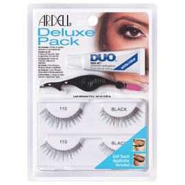 Ardell 2 x Pairs of Real Hair Eyelashes with Duo Eyelash Glue and Easy Applicator for Attaching False Eyelashes, Deluxe Pack for Perfect Eyelashes, 26 g