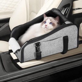X-ZONE PET Dog Car Seat Pets Center Console Portable Booster Seats with Washable Cushion Safety Belt for Small Cats Suitable for Small Pets Up to 9 Lbs