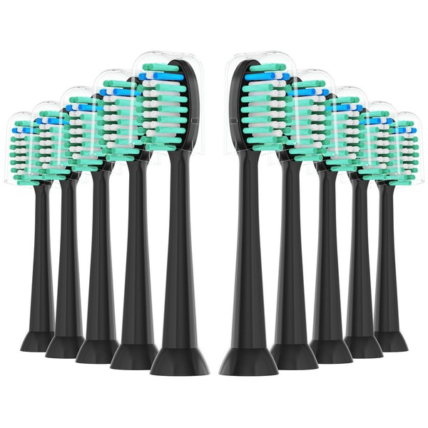 CILGEWH Replacement Toothbrush Heads 10 Pack for AquaSonic Black Series for Vibe Series Black Series pro, and for Duo Series pro Electric Toothbrush,balck1