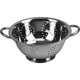 Acense Stainless Steel Colander, Steel Base/Handle, Quick Draining, Multiple Micro-Perforations, Multi-Purpose: [Pasta/Vegetable/Spaghetti/Fruit], Dishwasher Safe, Size: 24cm