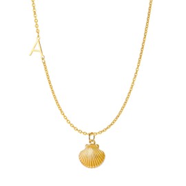 Dainty Initial Necklace for Women Gold Shell Turtle Necklace Letter ChainNecklace Cute Birthday Jewelry Gifts (gold shell, A)