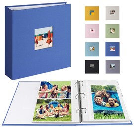 1DOT2 Photo Album 4x6 Photos Hold 200 or 5x7 Pictures Hold 100, 3 Ring Binder Photo Albums Linen Cover with 6-Tab Index Dividers Photo Book Acid Free Albums 4x6 5x7 for Family Wedding Baby (Blue)