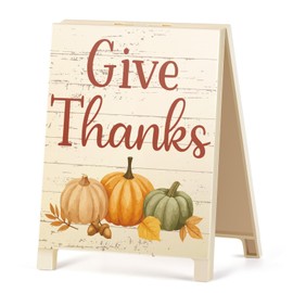 Give Thanks Fall Decorations for Home Autumn Thanksgiving Decor Desk Sign Gifts for Coworkers Friends Office Essentials Plaque Farmhouse Home Garden Yard White Elephant Gift