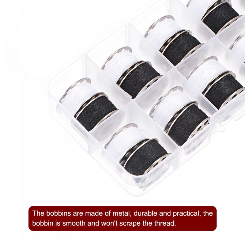 sourcing map Pack of 20 Metal Bobbins and Preplayed Sewing
