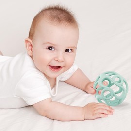 Silicone Teething Ball Toy, Tactile Sensory Ball Toy for Babies, Easy to Hold Design, Stretchy, Squisly, Soft (Milky White)