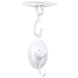 CHOOBY Adhesive Hooks Wall Ceiling: Heavy Duty Damage-Free No-Drill Waterproof Self Stick Cabinet Hook Hanging Small Plant Towel Lights Coat for Door Shower Bathroom Kitchen - 12Pack White