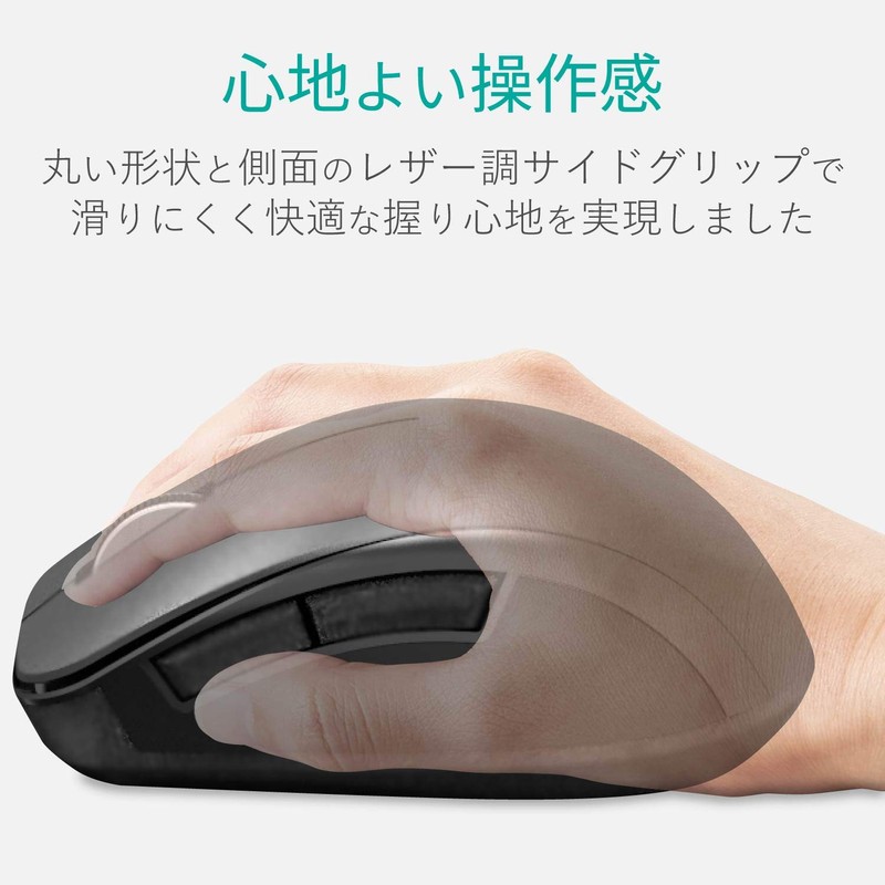 Elecom M-FBL01DBXSBK Wireless Mouse (Receiver Included) M Size, 5 Buttons