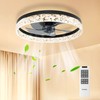 DAMINY 20" Black Modern Ceiling Fans with Lights and Remote,