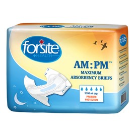 Forsite AM PM Briefs Printed Adult Diapers, Classic White, Large, Trial Pack/4