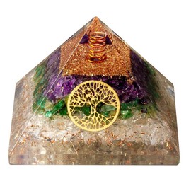 Amethyst - Selenite -Aventurine Crystal Orgone Pyramid Stone of Spirituality, Sobriety (3' Inch) Orgonite Orgonr Pyramid Best Christmas Gift by Color Decor