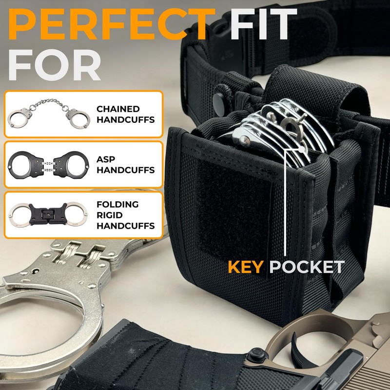 LUMERAM Heavy Duty Double Handcuff Pouch for Duty Belt -