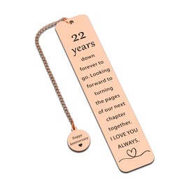 22 Year Anniversary Copper Gifts for Him/Her, 22th Wedding Anniversary for Wife Husband - Copper Anniversary Bookmark for Women Men Couple