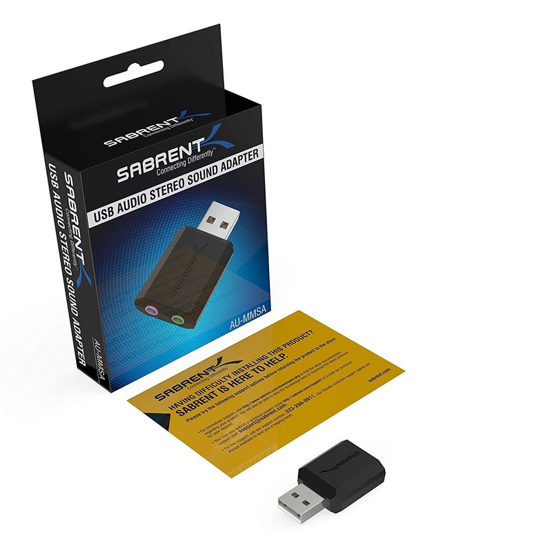 SABRENT USB External Stereo Sound Adapter for Windows and Mac.