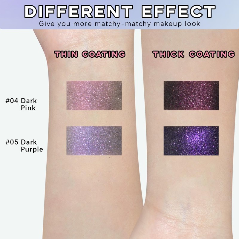 Dark Purple Glitter Eyeshadow Palette, Smoky Shimmer Metallic Single Eyeshadow,