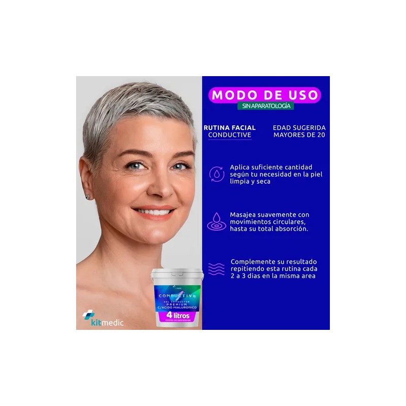 Gel Conductor Ácido Hialurónico Antiedad Facial Corporal 4l