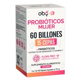 Probioticos Mujer Billion Cepas Prebióticos Arándano Inulina Achicoria Vaginales Intestinal Urinario Femeninos Candida Cleanse Flora Plena Oby