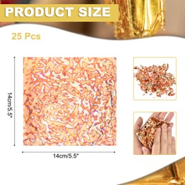 sourcing map 25 Pcs Gold Leaf Sheets 5.5" x 5.5" Imitation Gold Foil Sheets Variegated Booklet with Pattern for Crafts,Picture Frames,Nails and DIY Arts Decoration,Copper Gypsophila