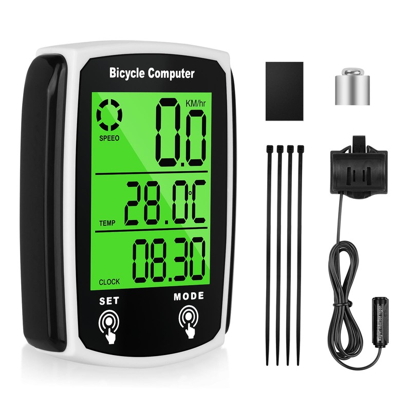 URAQT Bike Computer, Universal 19 Functions IP54 Waterproof Bicycle Speedometer