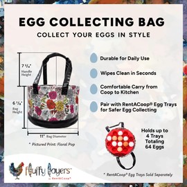Fluffy Layers by RentACoop Egg Collecting Bag – Durable Coated Canvas and Easy-to-Clean Bottom & Handles – Reusable Farm Egg Basket (Floral Pop)