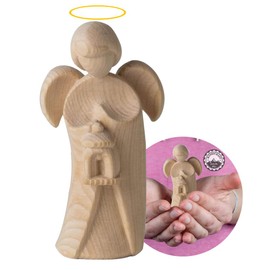 4betterdays.com Classic Guardian Angel Standing Made of Pine Wood with Lantern - Crafts from South Tyrol / Smells of Pine / Height 9 cm / Christening Gift Boy, Christening Gifts for Girls, Guardian