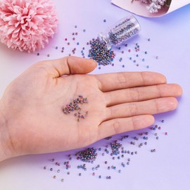 Magibeads 700Pcs Rainbow Glass Seed Beads 2mm Iridescent Crystal Flat Round Pony Beads Bulk Small Waist Beads Kit for Crafts DIY Friendship Bracelets Beading Jewelry Making Supplies