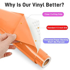iImagine Vinyl 12'' x 42Ft Glossy Orange Permanent Vinyl Roll - Permanent Adhesive Vinyl Roll for Silhouette, Cameo Cutters, Signs, Craft Die Cutters, Home Decor,
