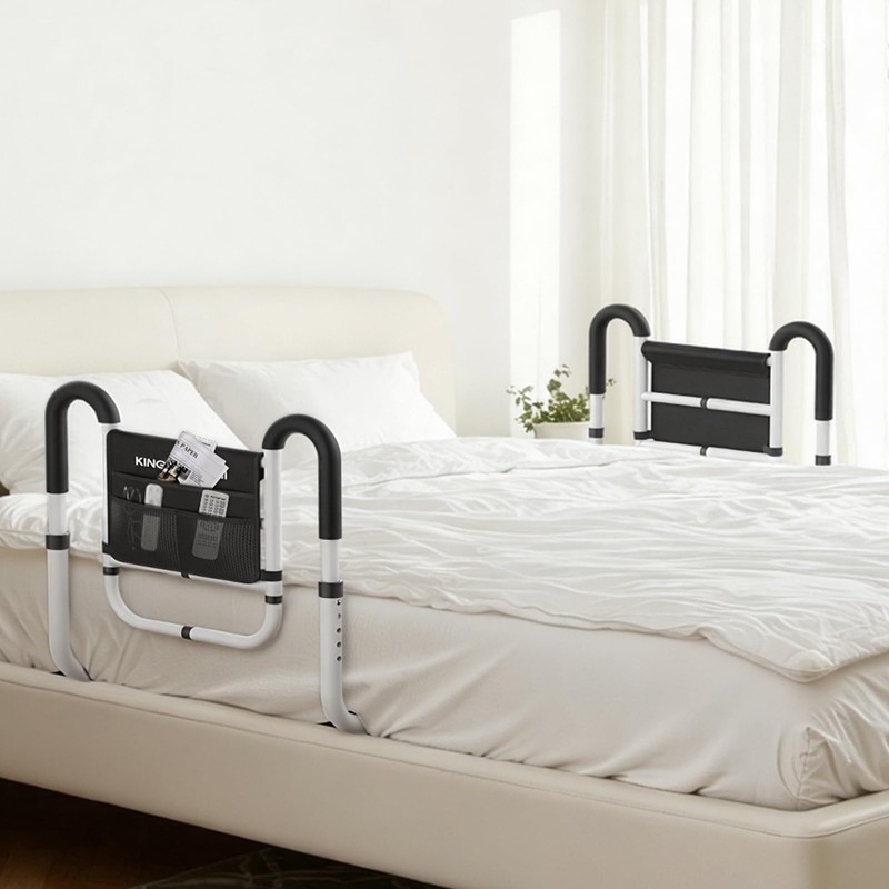 KingPavonini Dual Side Bed Rails for Seniors, 350 LBS Capacity,