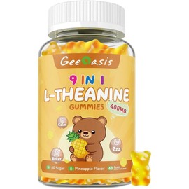 Geoasis L-Theanine 400mg Gummies and Theanine Supplement High Absorption Complex for Stress Focus Support, 1 Count, 60 / 지오아시스 L-테아닌 400mg 구미 및 테아닌 보충제 스트레스 집중 지원을 위한 고흡수 복합, 1개, 60