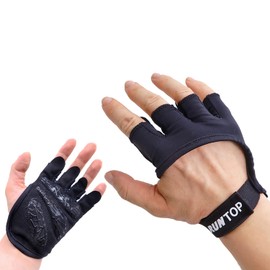 RUNTOP Workout Grip Gloves Cross Training WODS Fitness Gym Yoga Exercise Weight Lifting Powerlifting Bodybuilding Hand Palm Protect Men Women (Black, M)