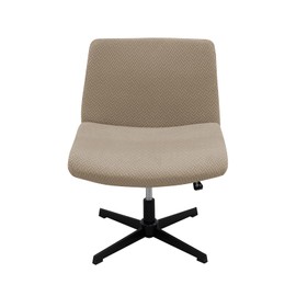 Zooody Armless Chair Cover Stretch Velvet Swivel Chair Cover Office Crossover Swivel Chair Cover Wide Back Sitting Chair Cover Cosmetic Chair Cover (Jacquard-T Khaki, Seat Width: 21.7''-27.6'')