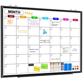 CALENBO Calendar Whiteboard for Wall 48" x 36", Magnetic Dry Erase Calendar Monthly Dry Erase Board with Tray for Office Home and School