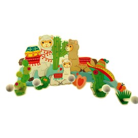 Hess Wooden Toy Lama Series 30348 Wooden Wardrobe with 5 Hooks for Children Approx. 35 x 21 x 6.5 cm Handmade as an eye-catcher in any nursery or hallway